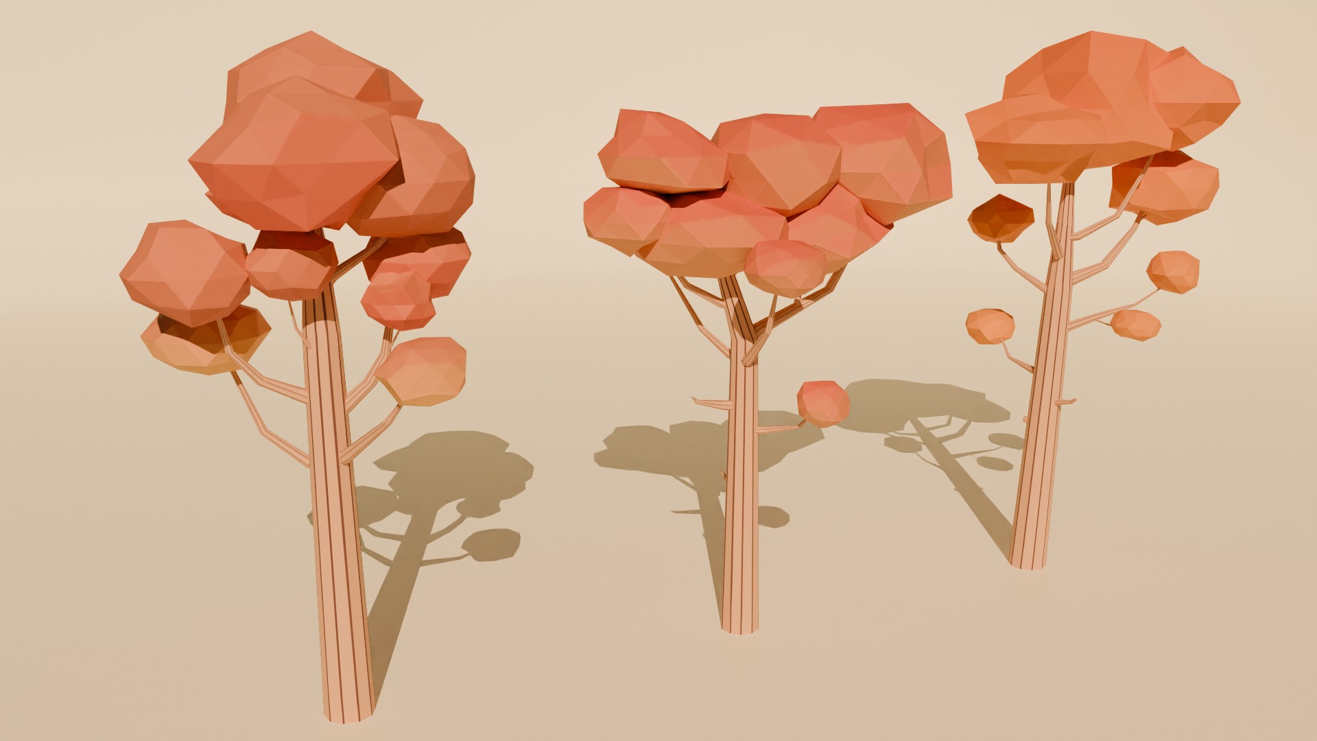 Low poly trees and rocks Free low-poly 3D model_2