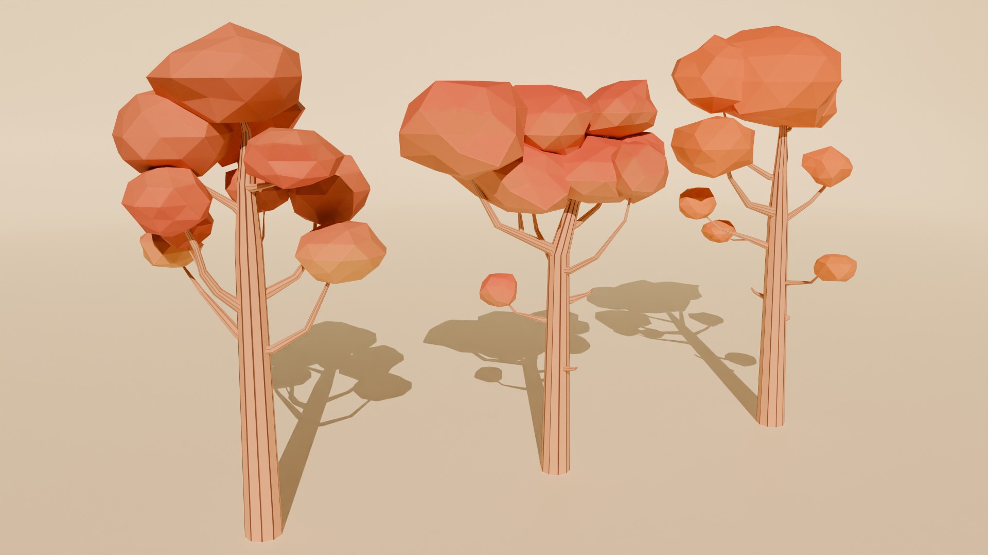 Low poly trees and rocks Free low-poly 3D model_1