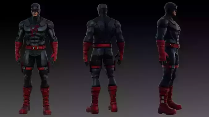 Daredevil Shadowland Suit Rigged 3D Model Low-poly 3D model