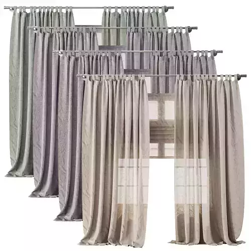 Classic Linen Curtain Set with Metal Rings and Roman shade 63