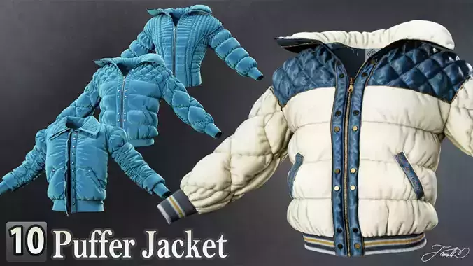 10 Puffer Jacket Collection -Marvelous Designer - VOL 3
