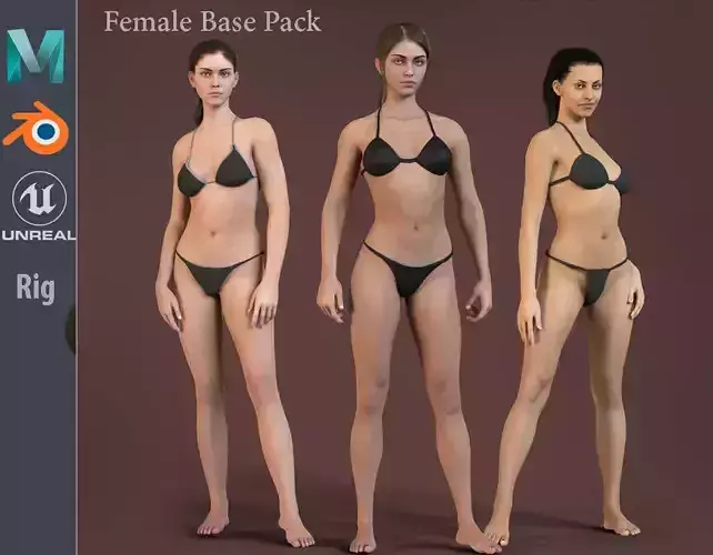 Female Base Pack Full Rig Low-poly 3D model