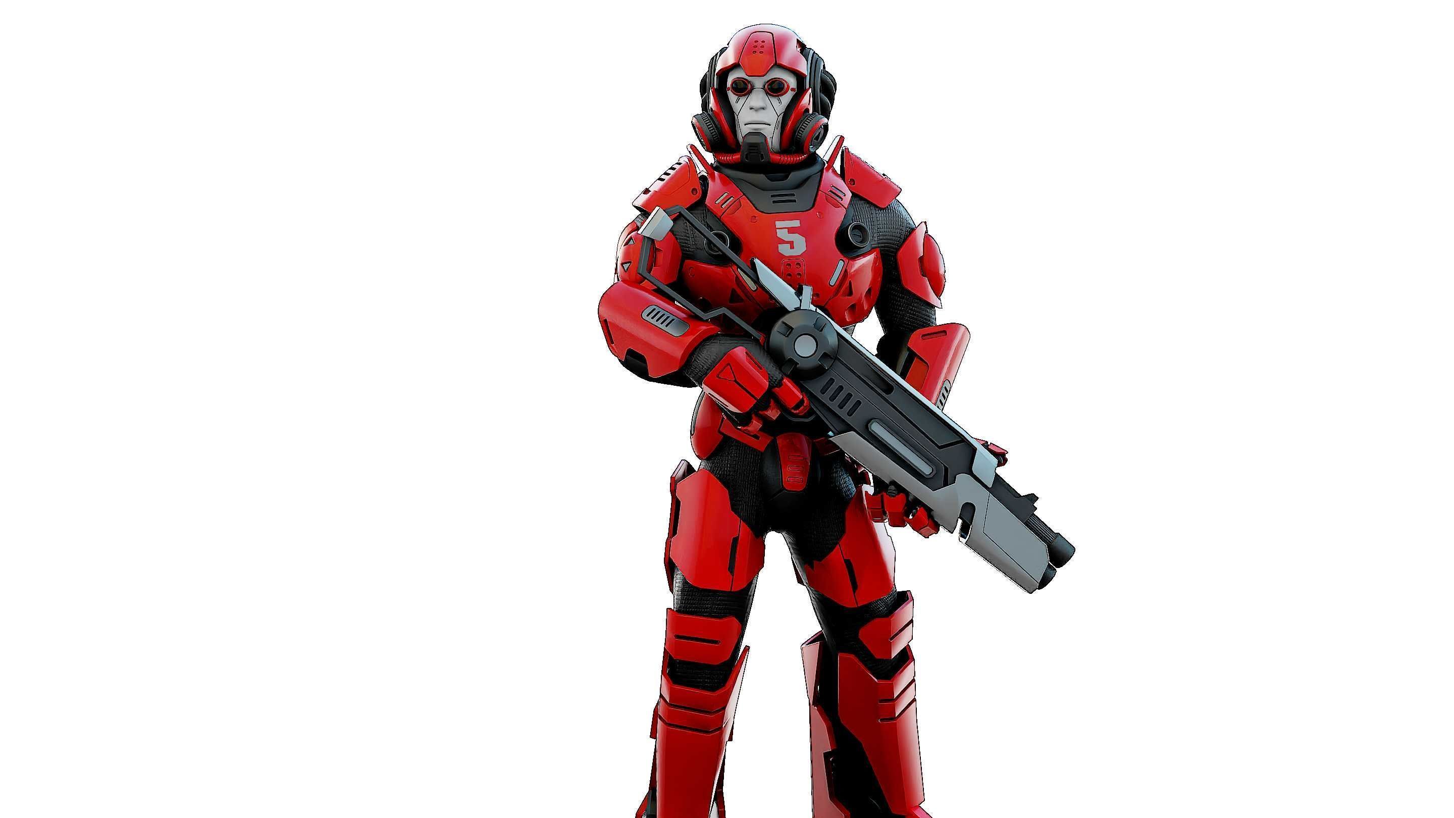 CYBORG SOLDIER RX-900 Rigged for Unreal Engine - Unity - MIXAMO 3D model_3