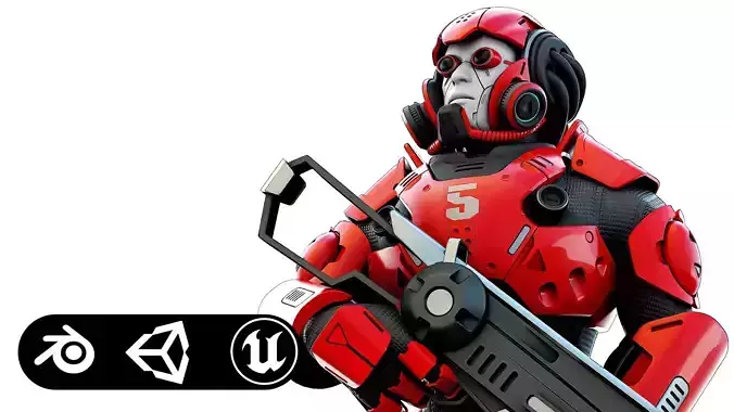 CYBORG SOLDIER RX-900 Rigged for Unreal Engine - Unity - MIXAMO 3D model