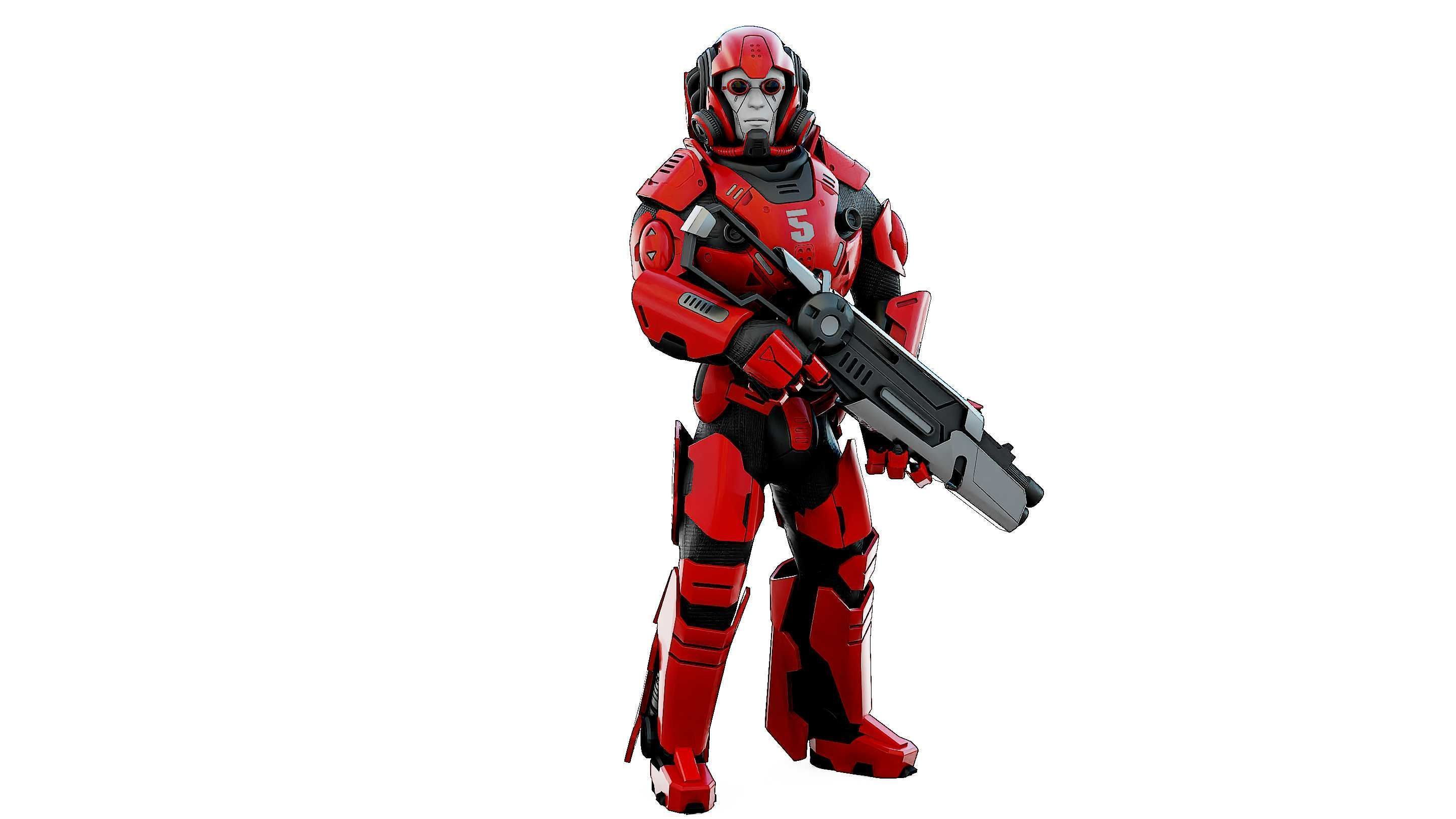 CYBORG SOLDIER RX-900 Rigged for Unreal Engine - Unity - MIXAMO 3D model_4