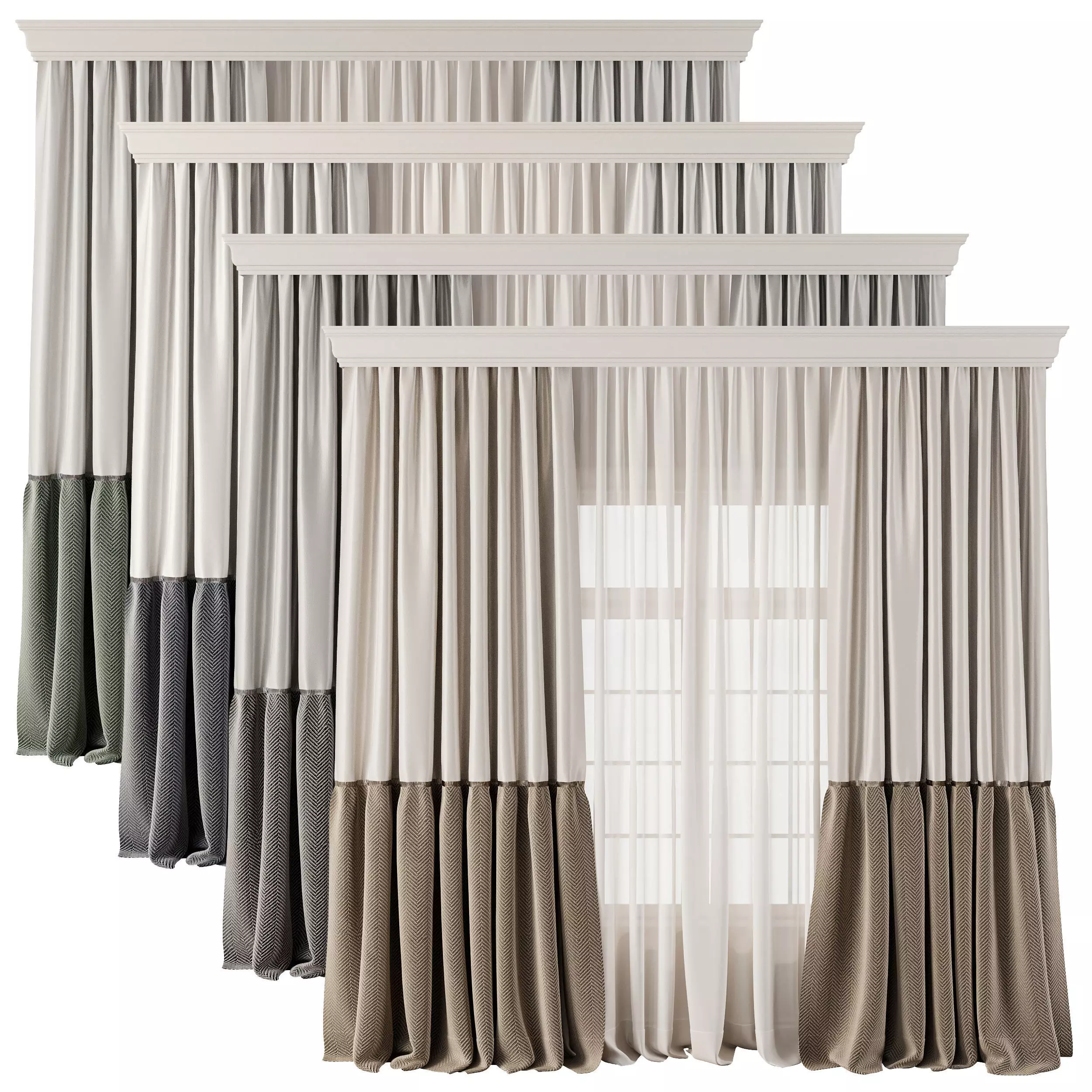 Herringbone Patterned Bottom Curtains 62 3D model