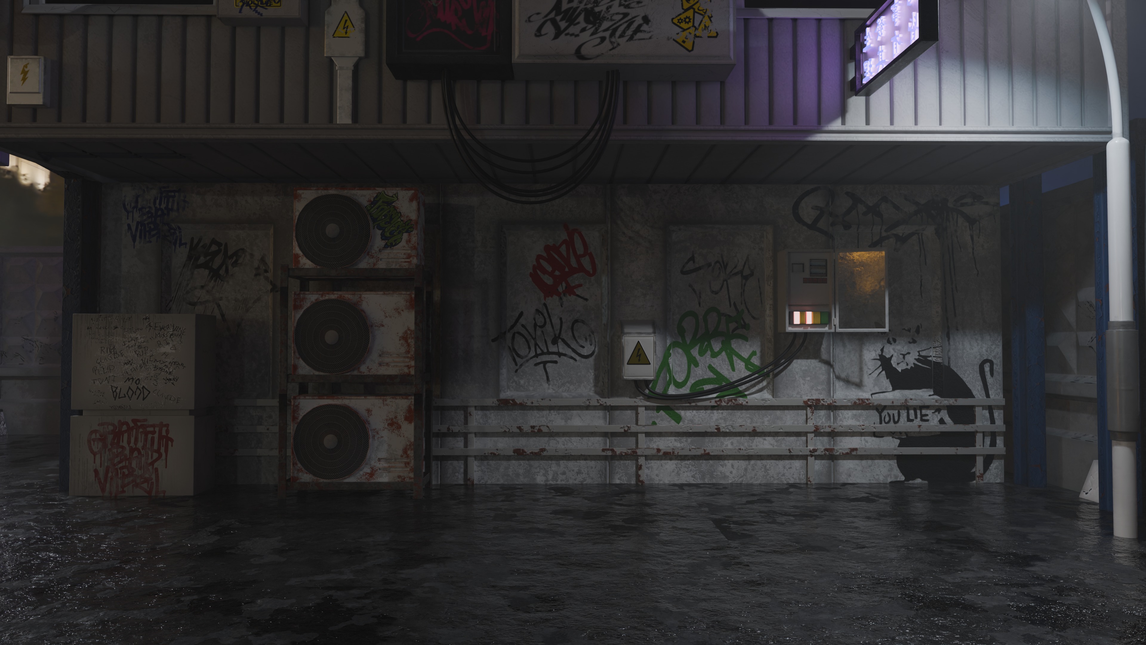 Night street 3D model_2