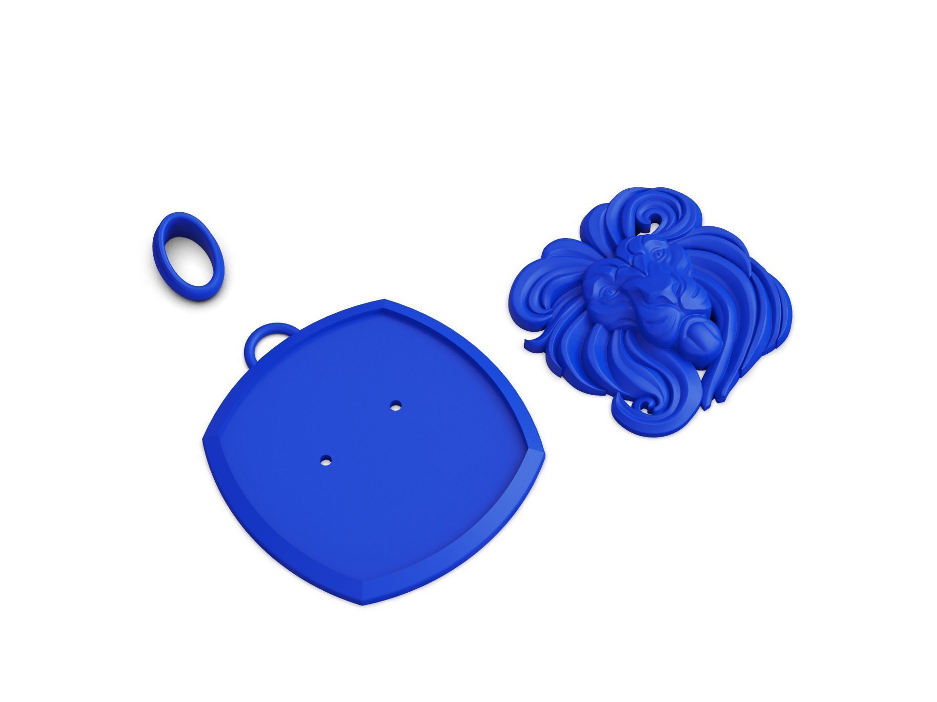 Lion Face Pendant square 3D print model_6