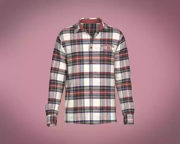 Mens flannel shirt with lettering embroidery