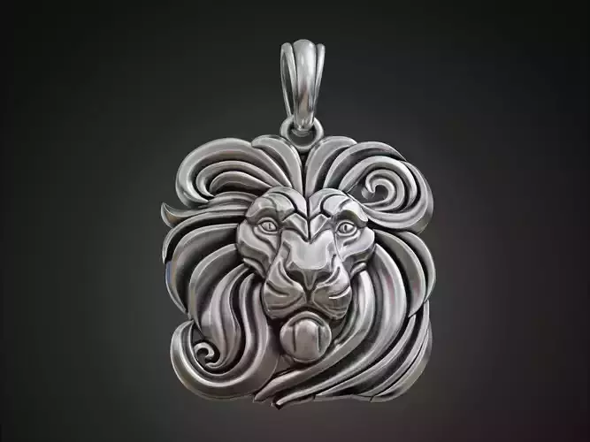 Lion Face Pendant Bas Relief 3D print model
