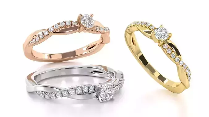 Petite Twisted Vine Diamond Ring 3D print model