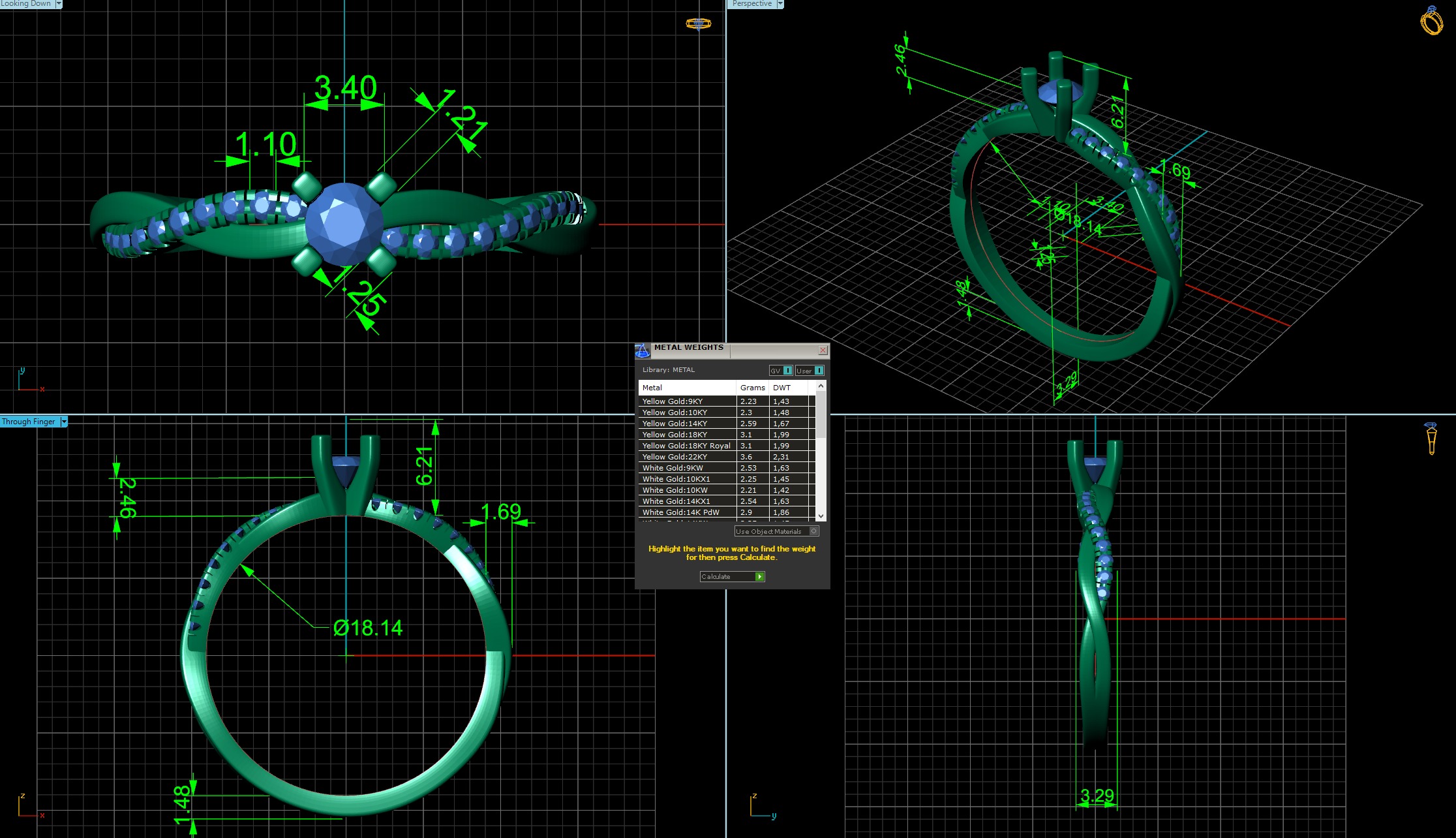 Petite Twisted Vine Diamond Ring 3D print model_3