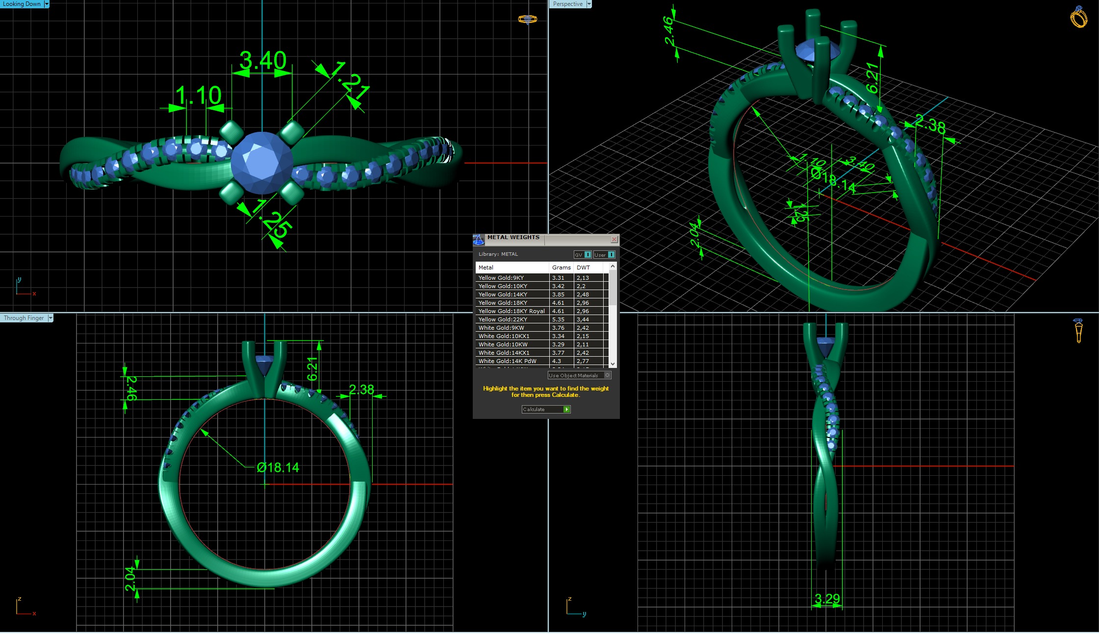 Petite Twisted Vine Diamond Ring 3D print model_2