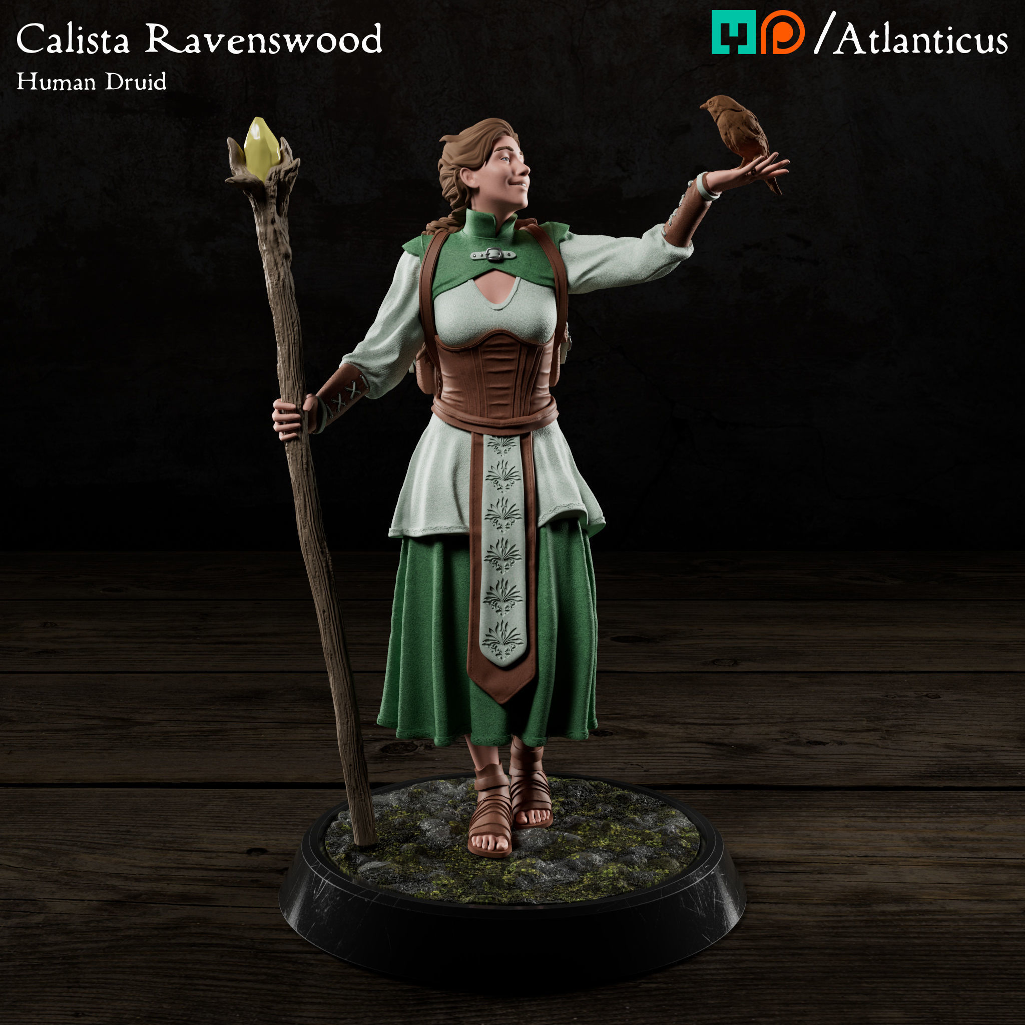 Female Human Druid - Calista Ravenswood - BUNDLE 3D Model Collection_2