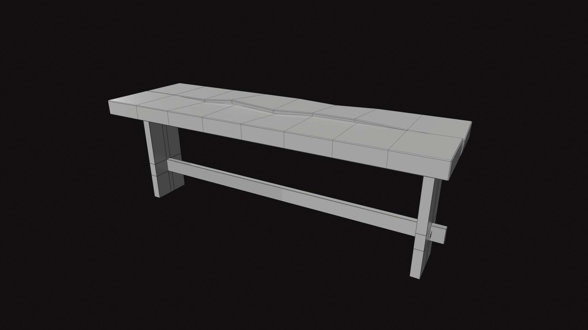 Medieval Bench Low-poly 3D model_9