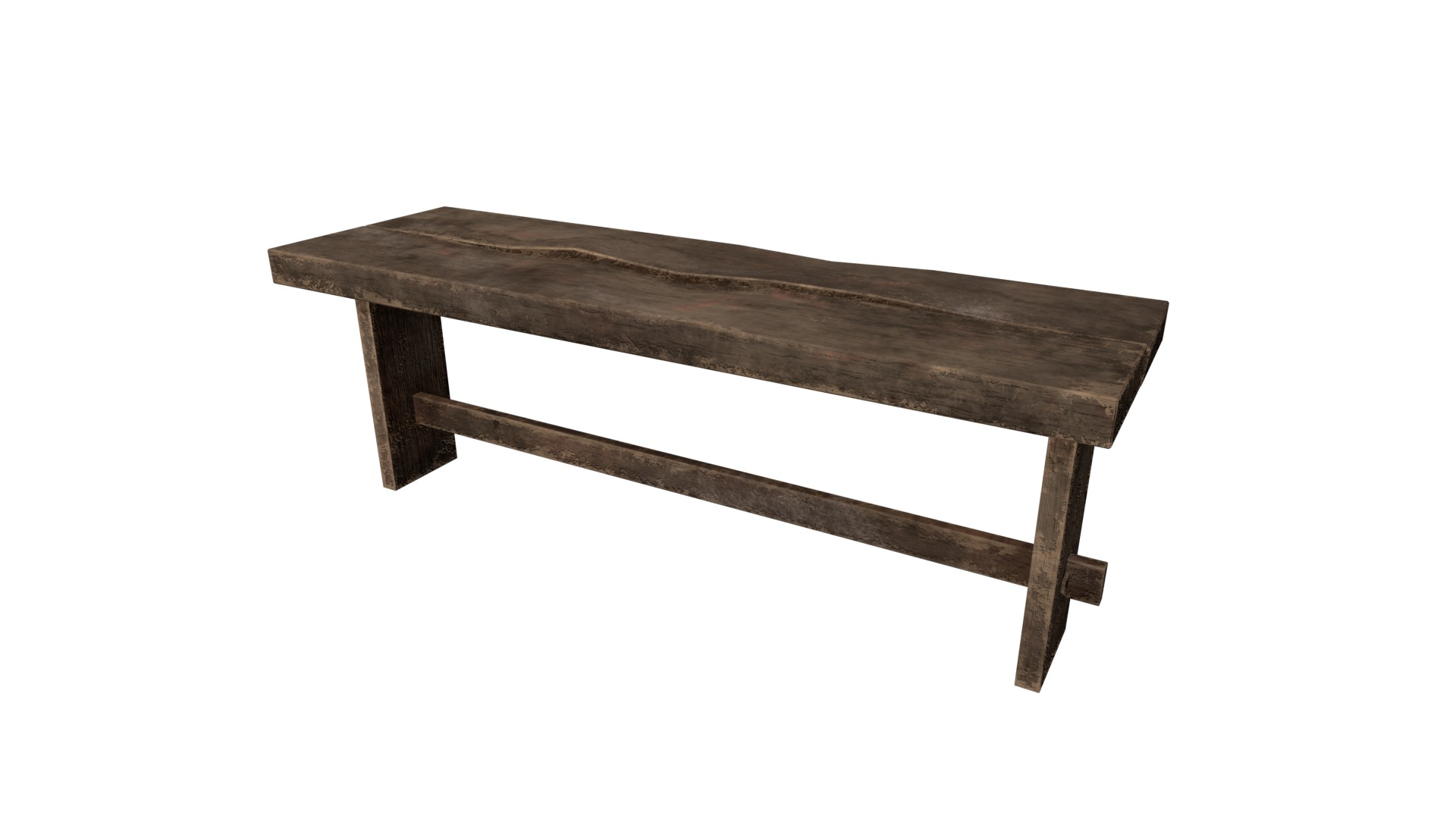 Medieval Bench Low-poly 3D model_8