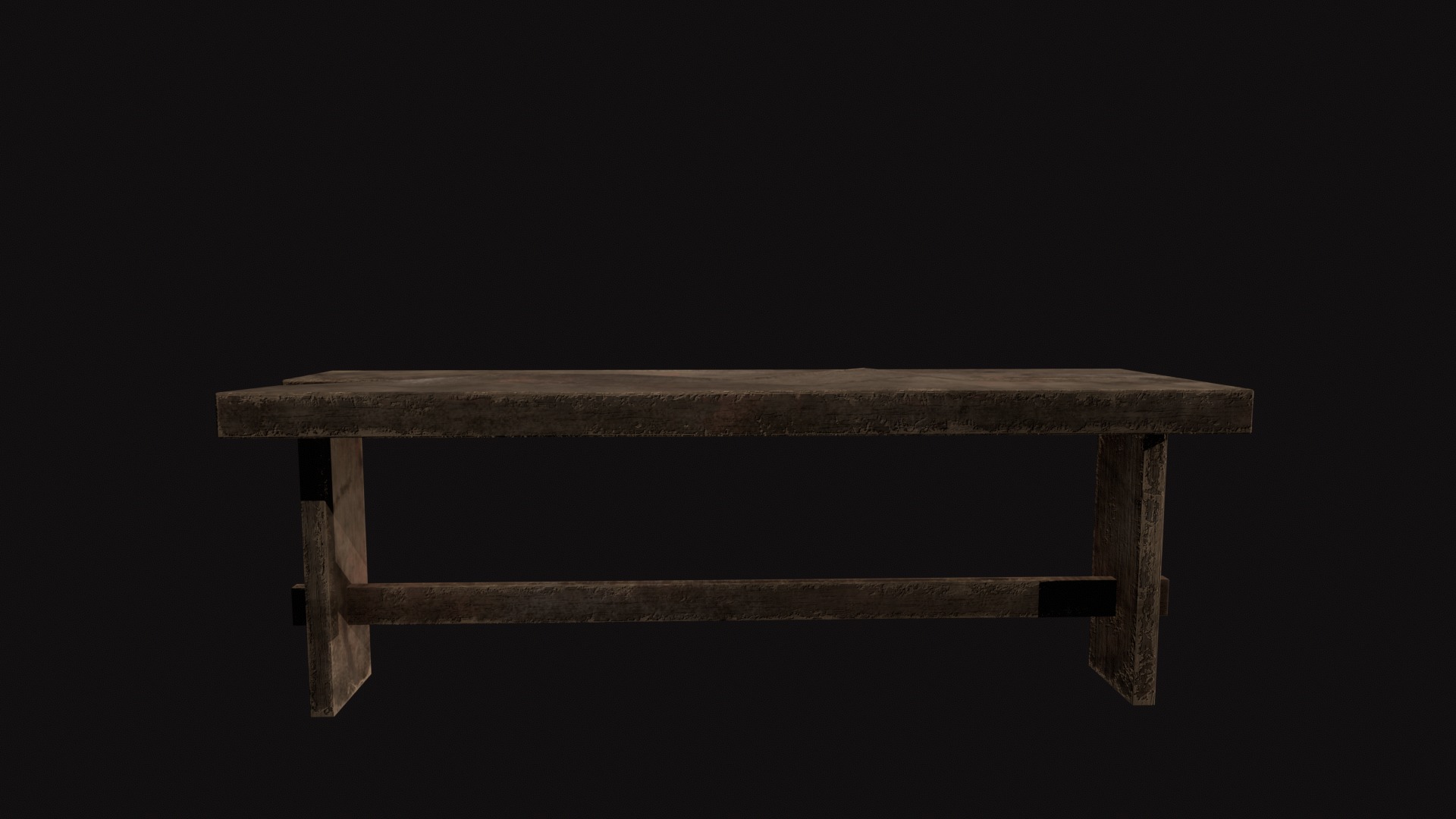 Medieval Bench Low-poly 3D model_6