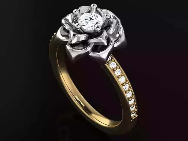 Ring with rose head and round diamond 4923