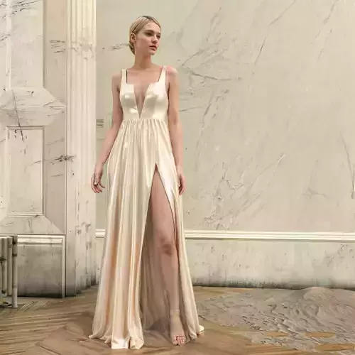 Slit Satin Gown