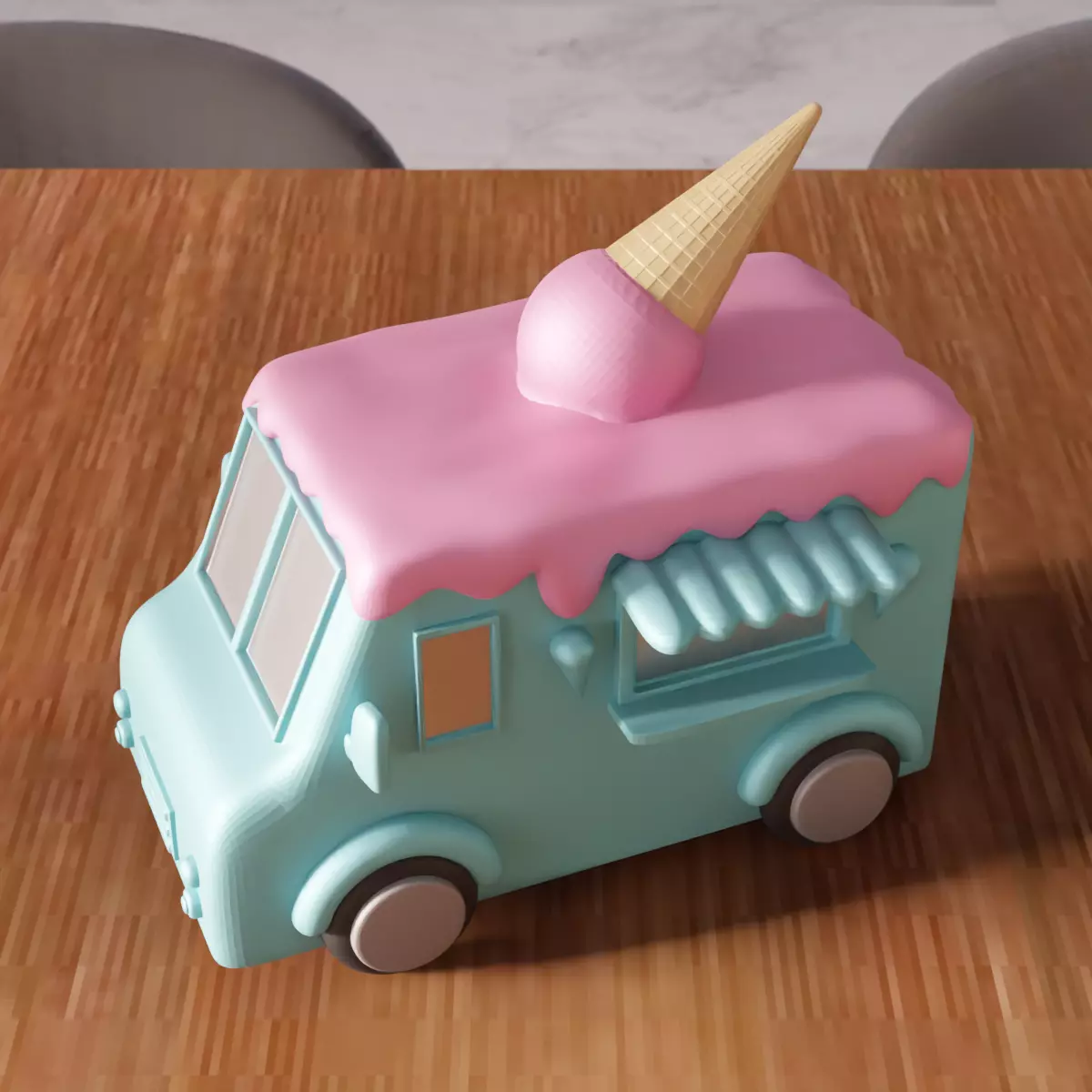Miniature Ice Cream Van - 379 3D print model_7