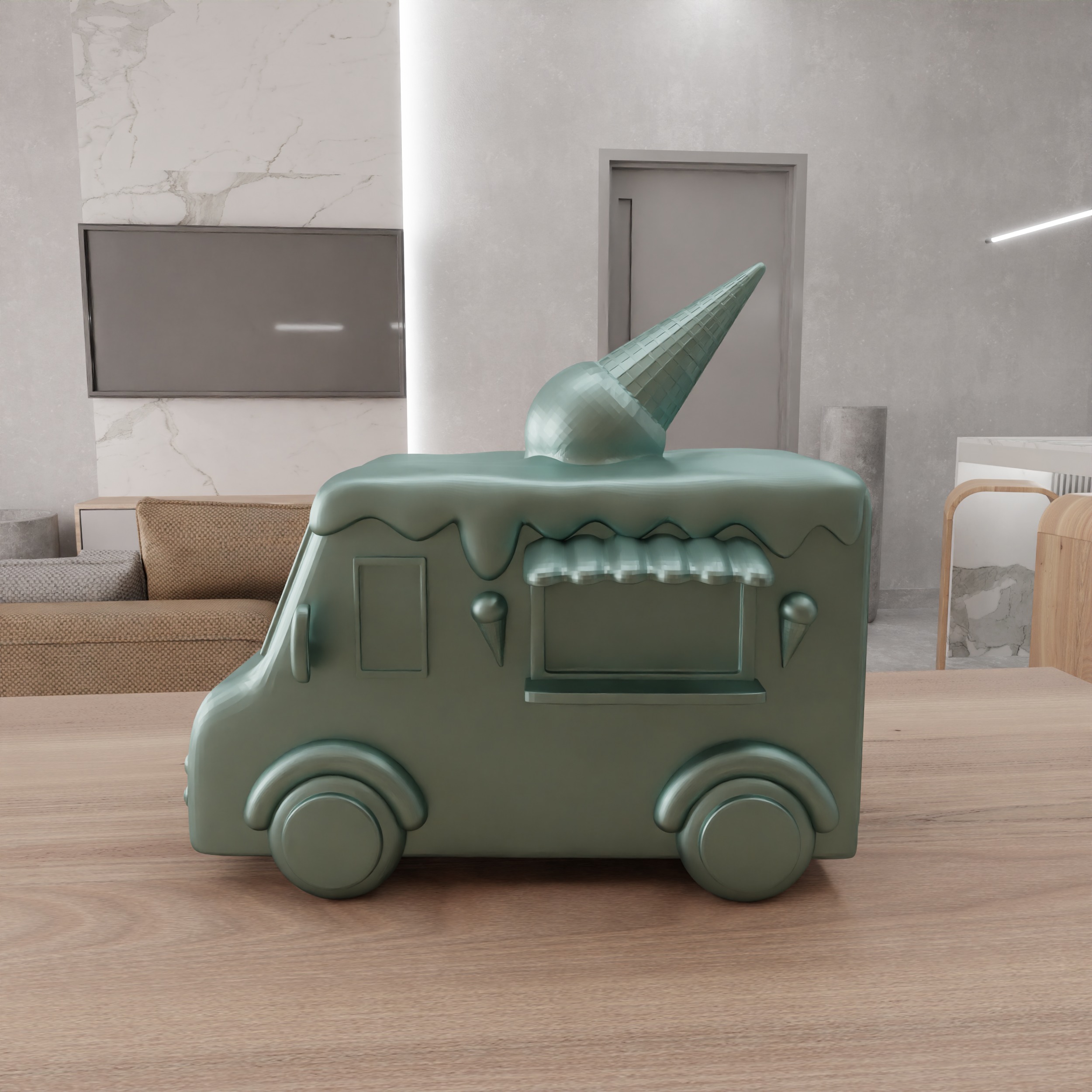 Miniature Ice Cream Van - 379 3D print model_14