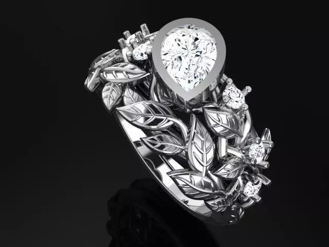 Ring with pear head and leaves shank 4927 3D print model_0