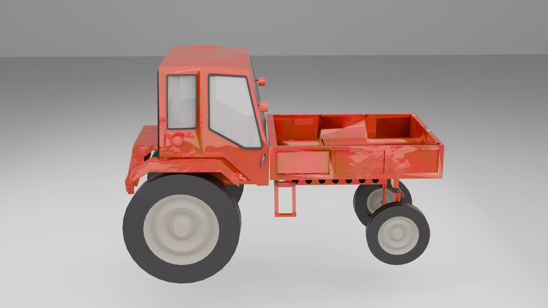 Rusty Tractor with Open Cargo Bay - High Poly 3D Model Free low-poly 3D model