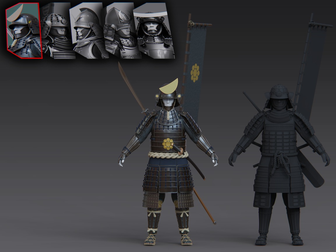 03-ancient japanese armor 3D model_1