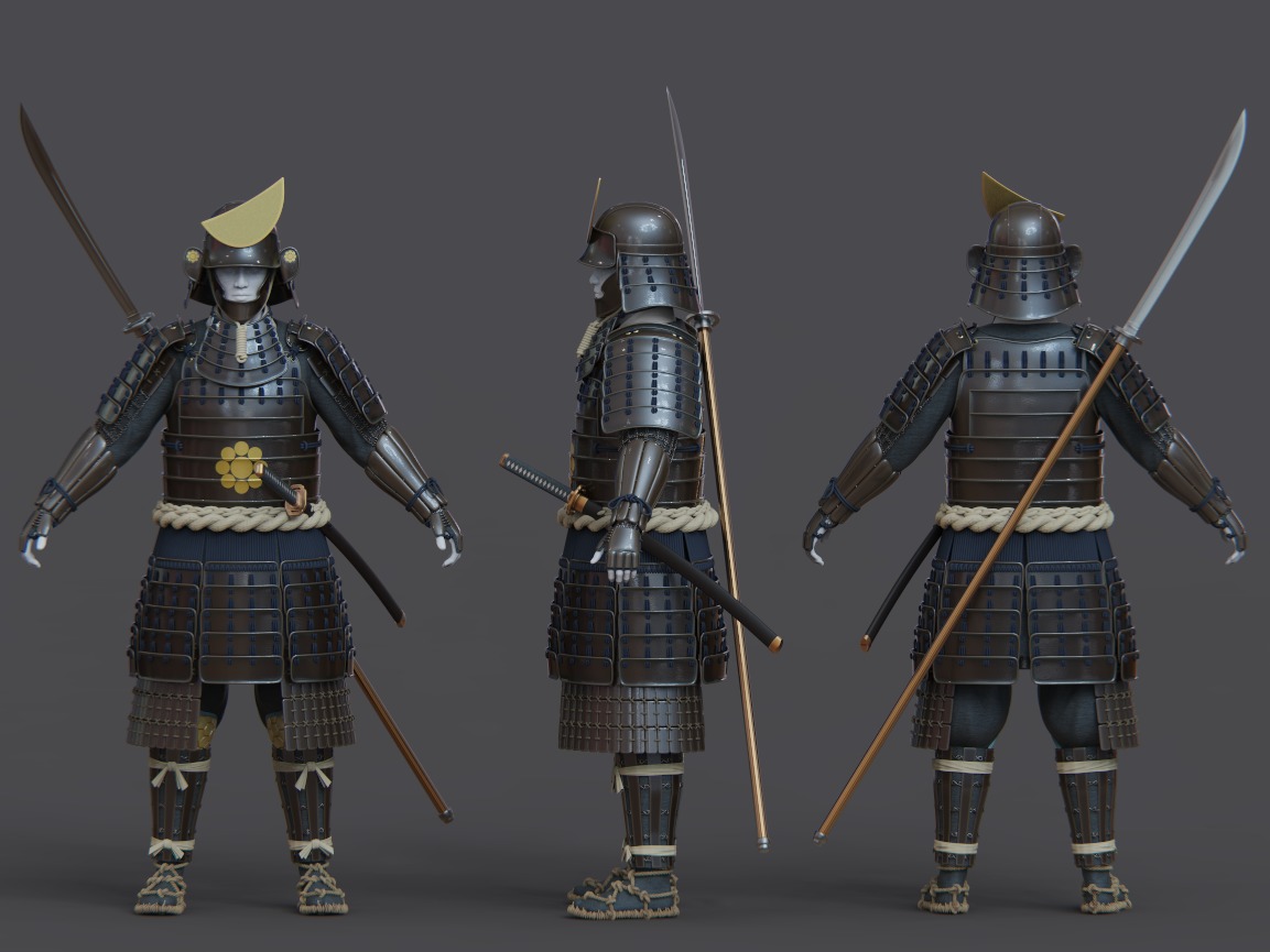 03-ancient japanese armor 3D model_2