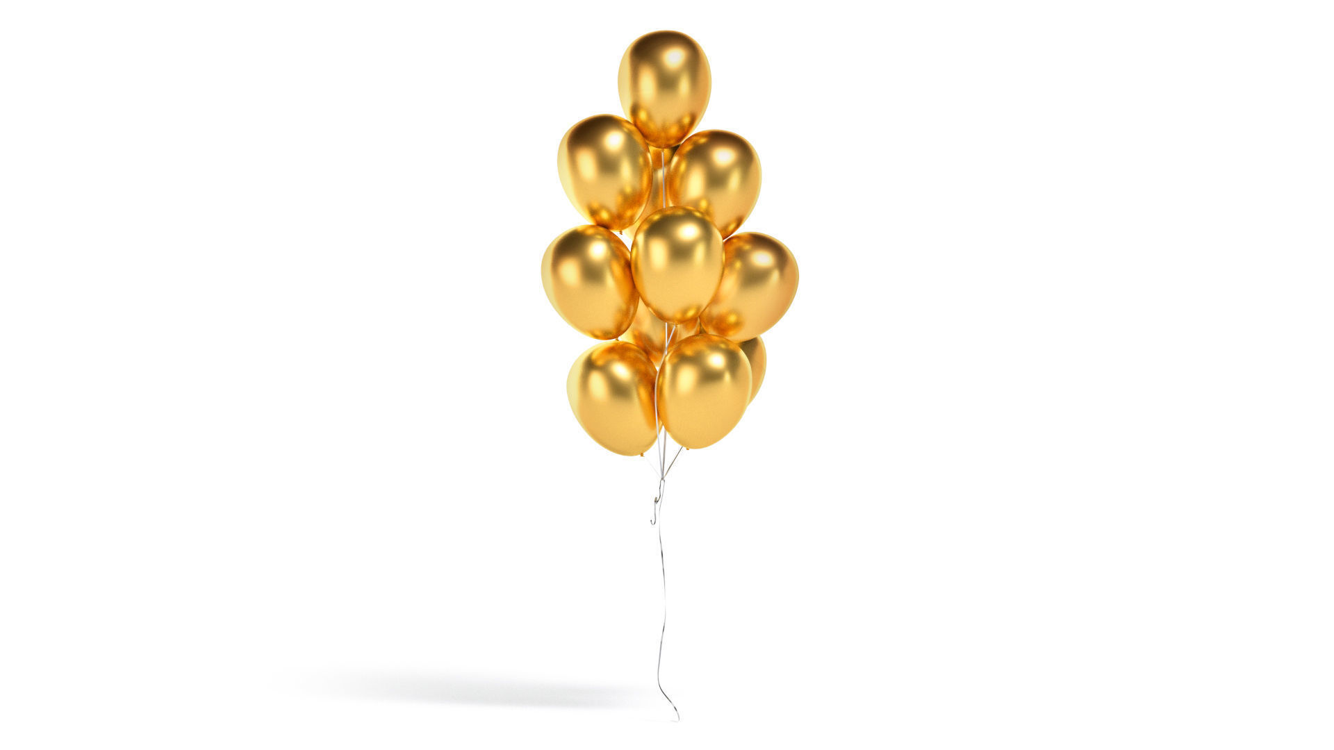Gold Balloon Bouquet 3 Type - helium silver balls bunch set  3D model_4