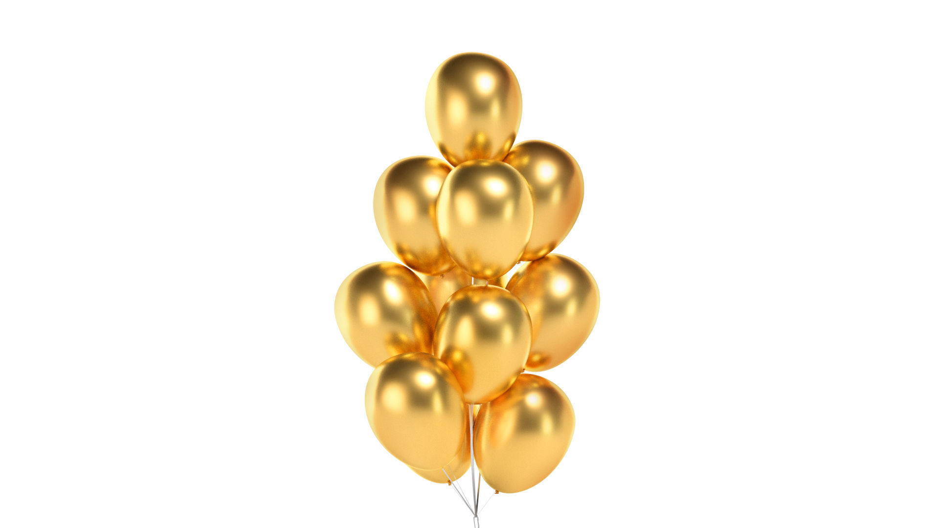 Gold Balloon Bouquet 3 Type - helium silver balls bunch set  3D model_3
