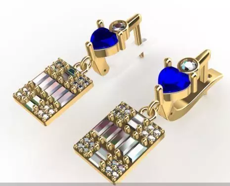 Earring Diamond 3D model Texture 3D print model