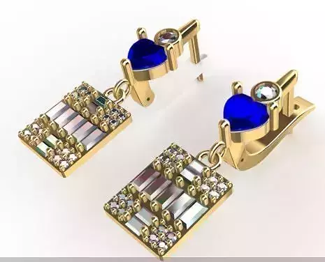 Earring Diamond 3D model Texture