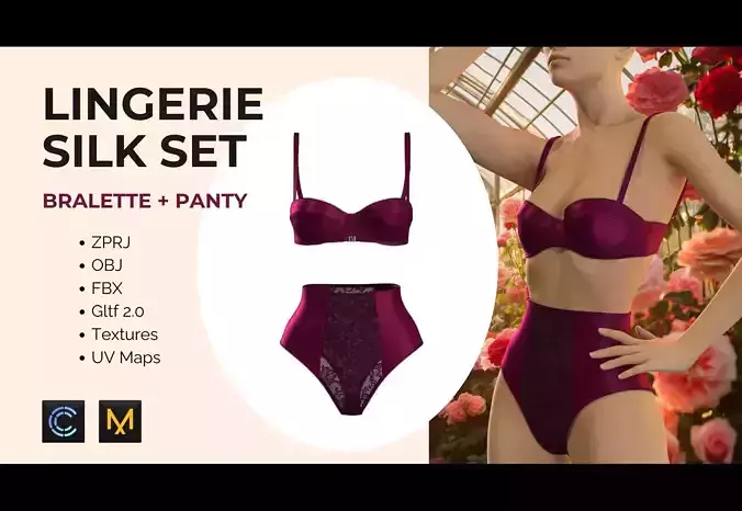 Silk Lingerie Set - Bra and Pants