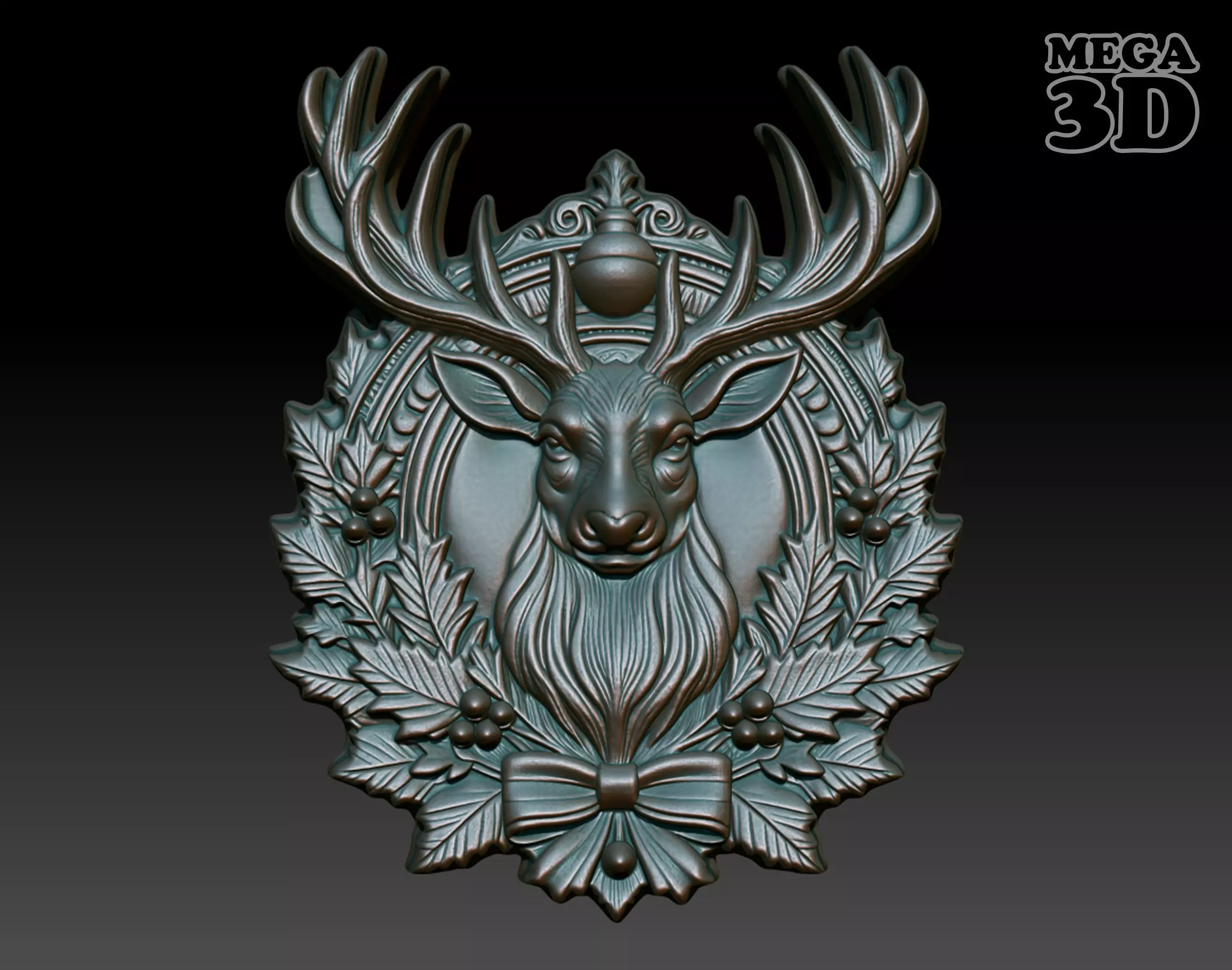 Christmas Reindeer basrelief 03 241204 3D print model_0