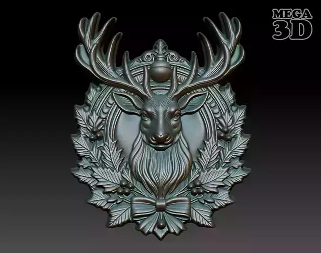 Christmas Reindeer basrelief 03 241204 3D print model