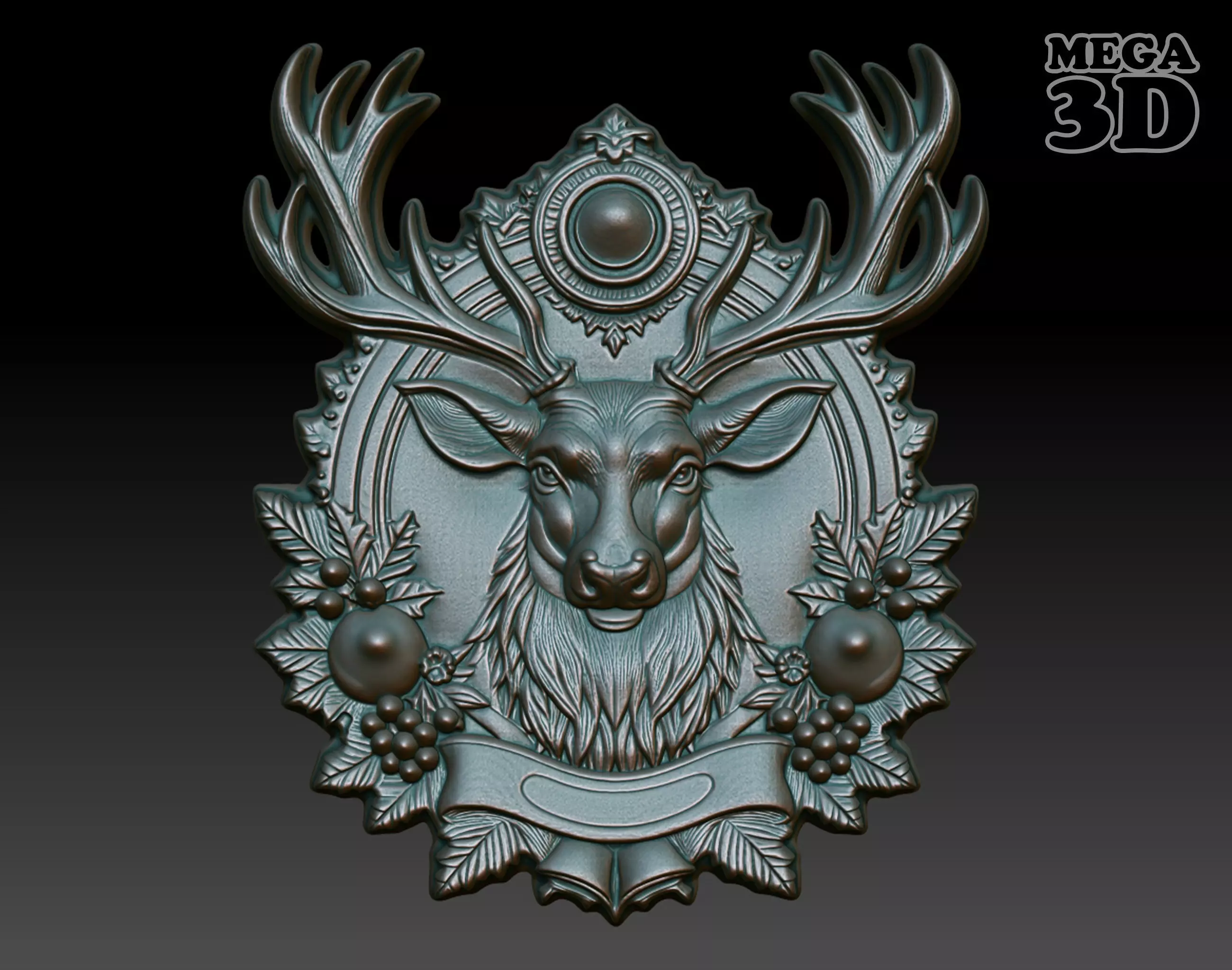 Christmas Reindeer basrelief 02 241204 3D print model_0