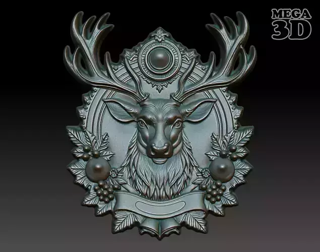 Christmas Reindeer basrelief 02 241204 3D print model