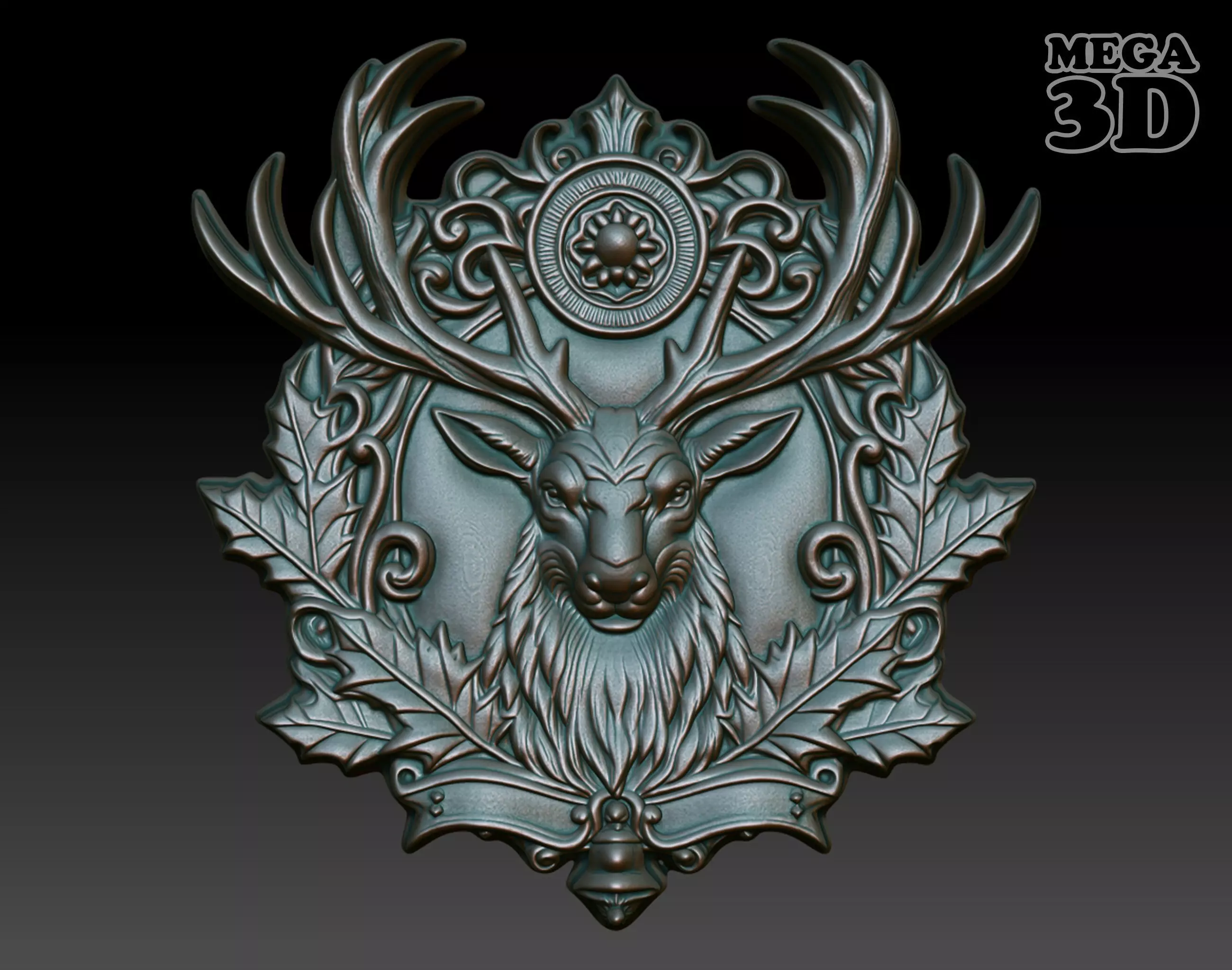 Christmas Reindeer basrelief 01 241204 3D print model_0