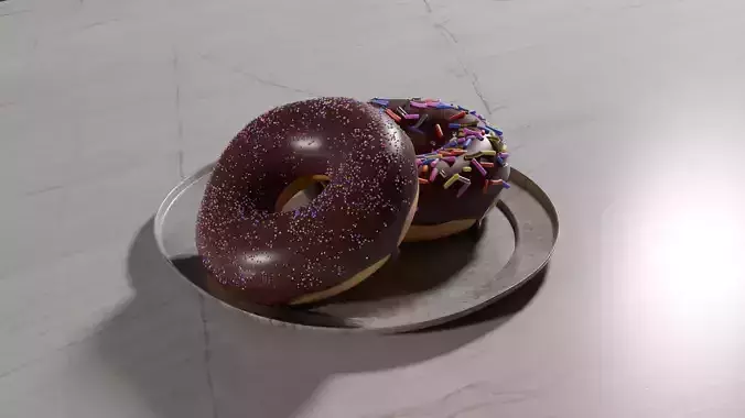 Realistic Chocolate Donuts - High-Quality 3D Model