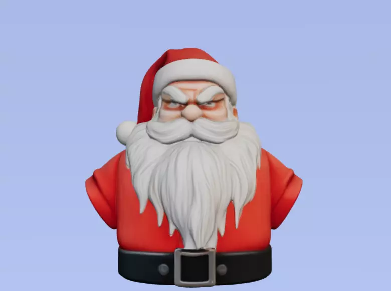 Santa Bust 3D Printable Holiday Decor Statue 3D print model_0