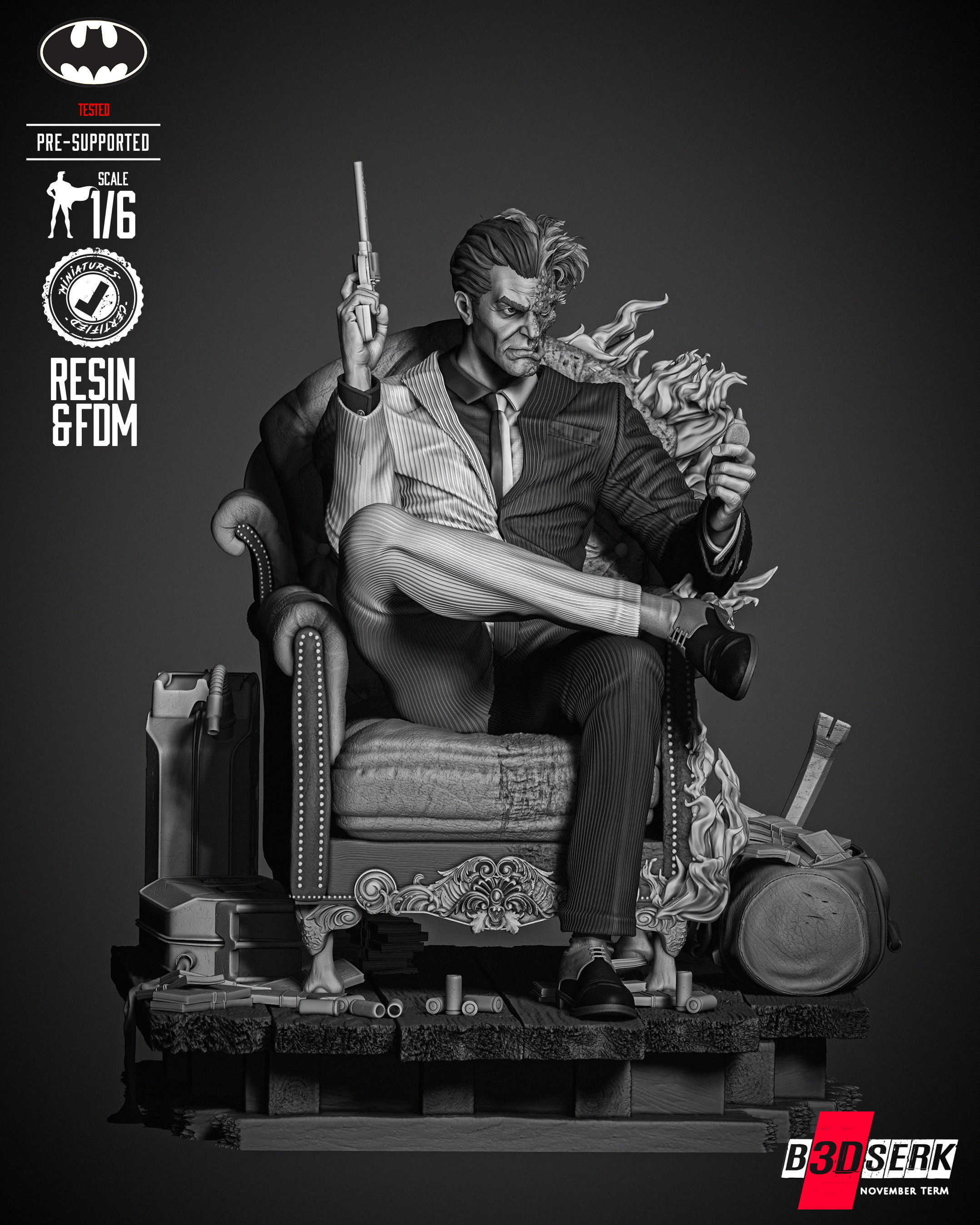 B3DSERK Two Face Sculpture 3D print model_19