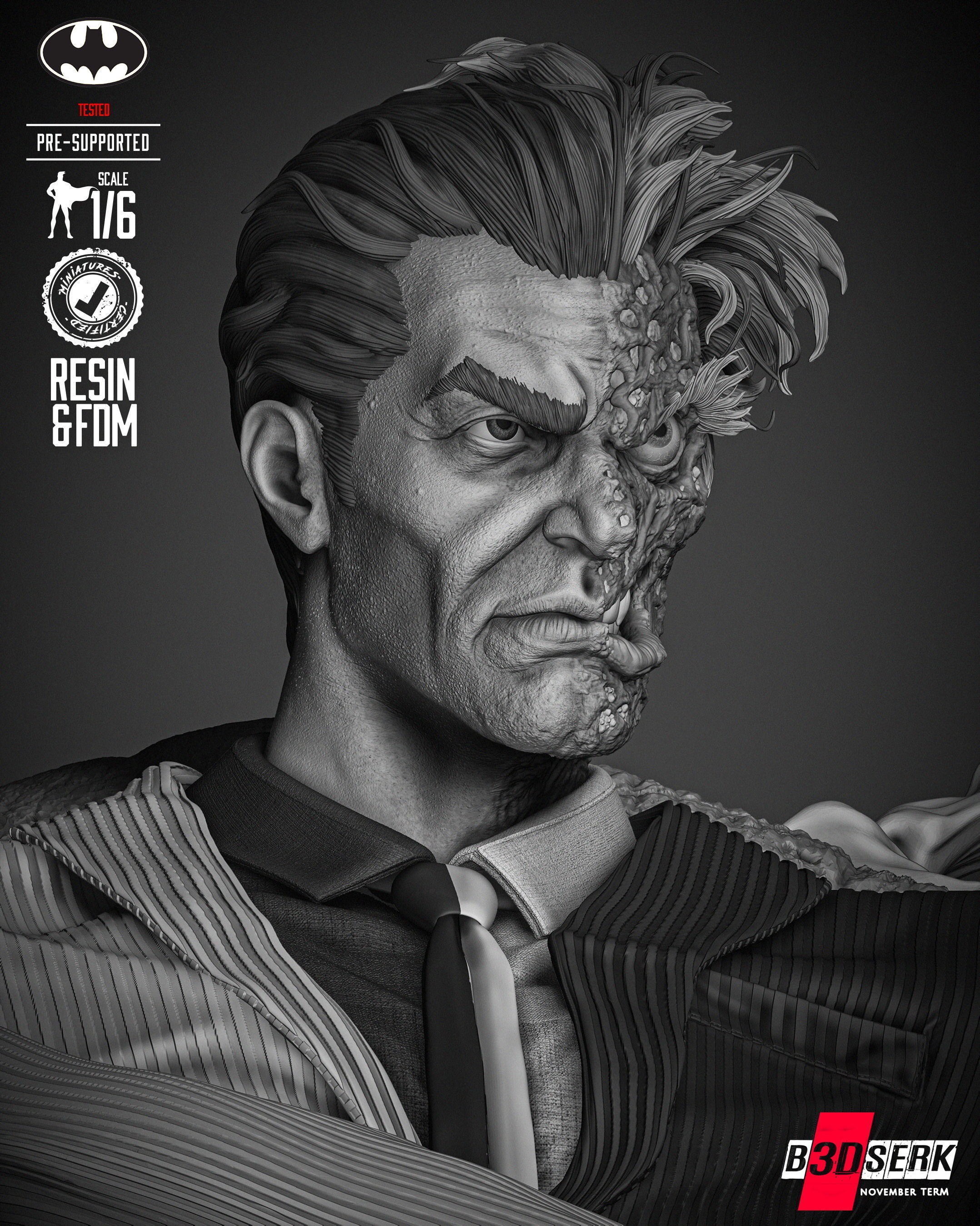B3DSERK Two Face Sculpture 3D print model_21
