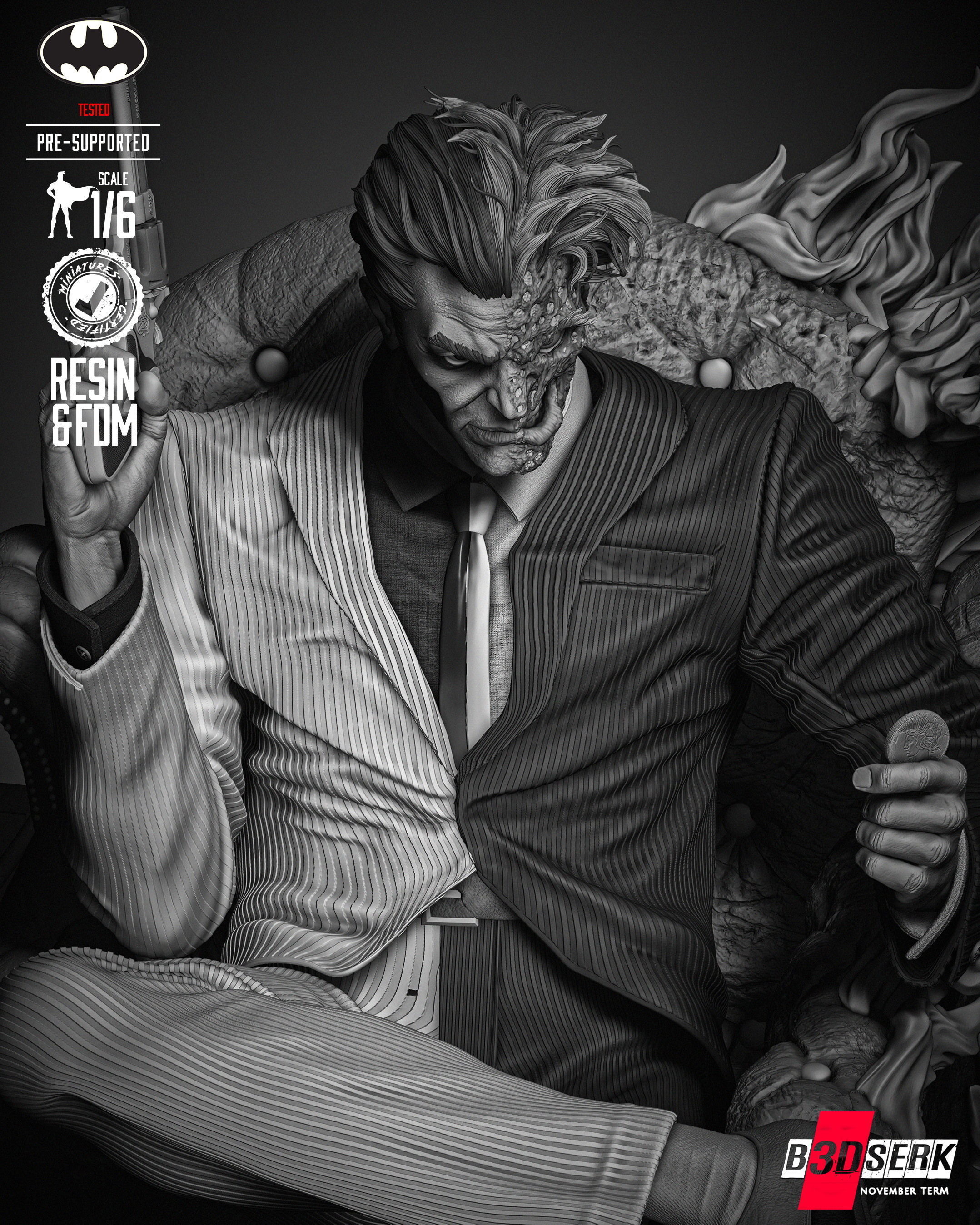 B3DSERK Two Face Sculpture 3D print model_18