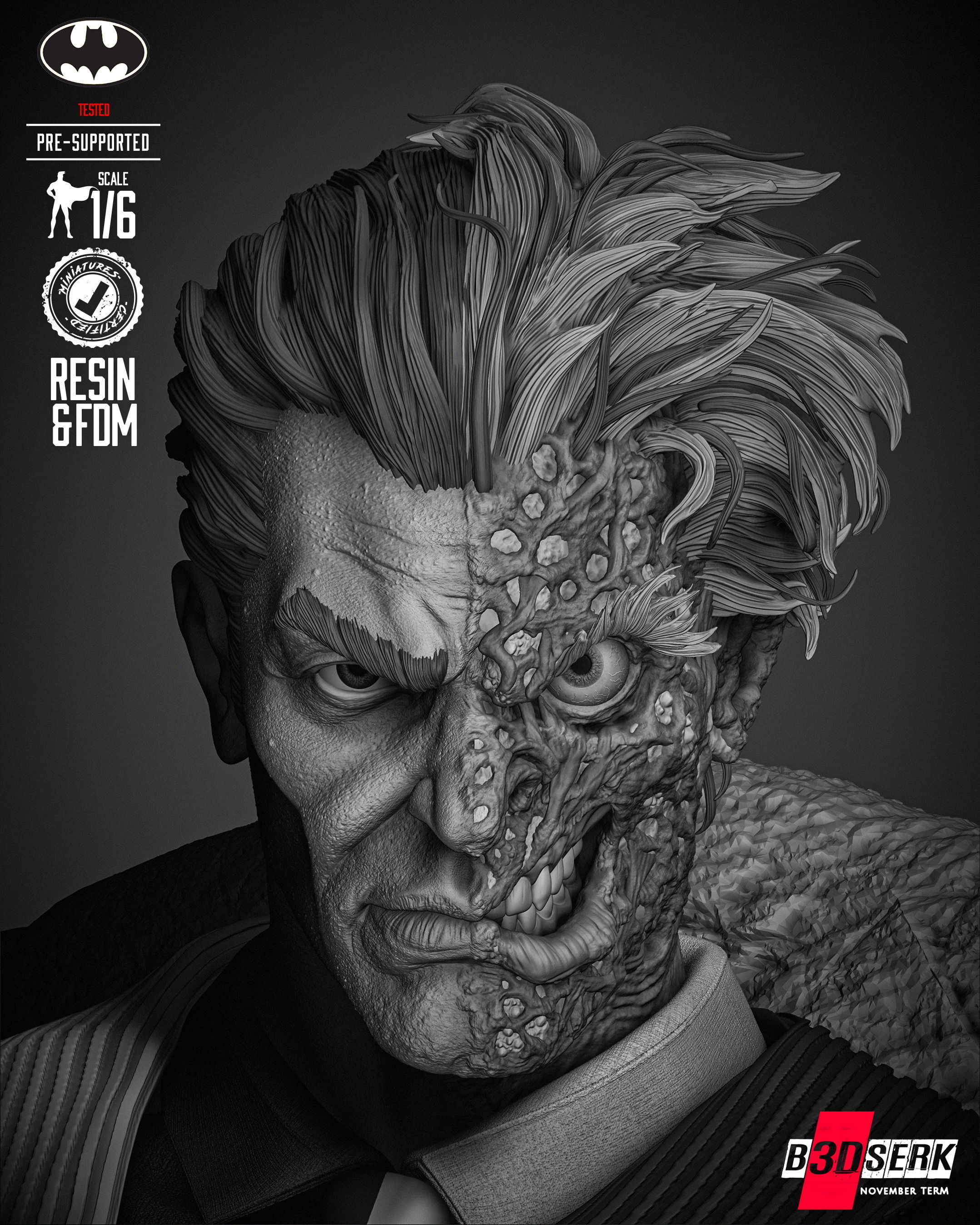 B3DSERK Two Face Sculpture 3D print model_43