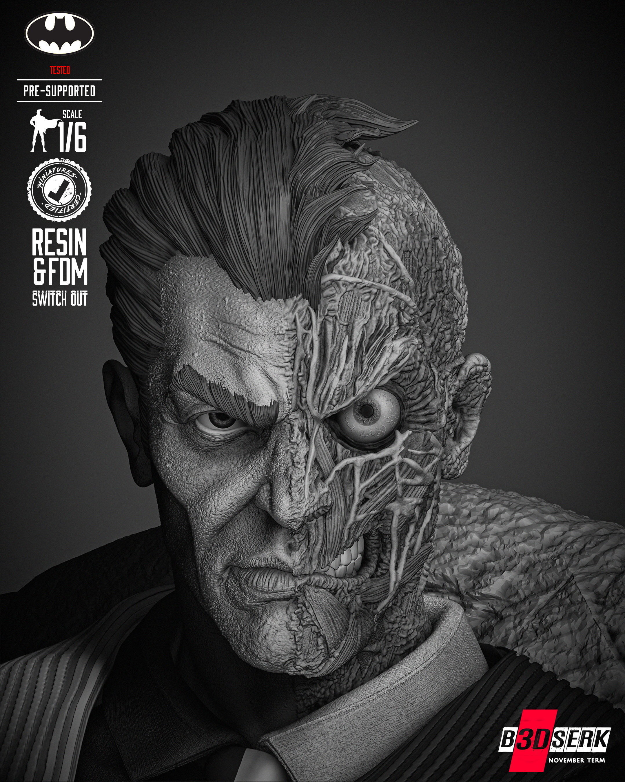 B3DSERK Two Face Sculpture 3D print model_9