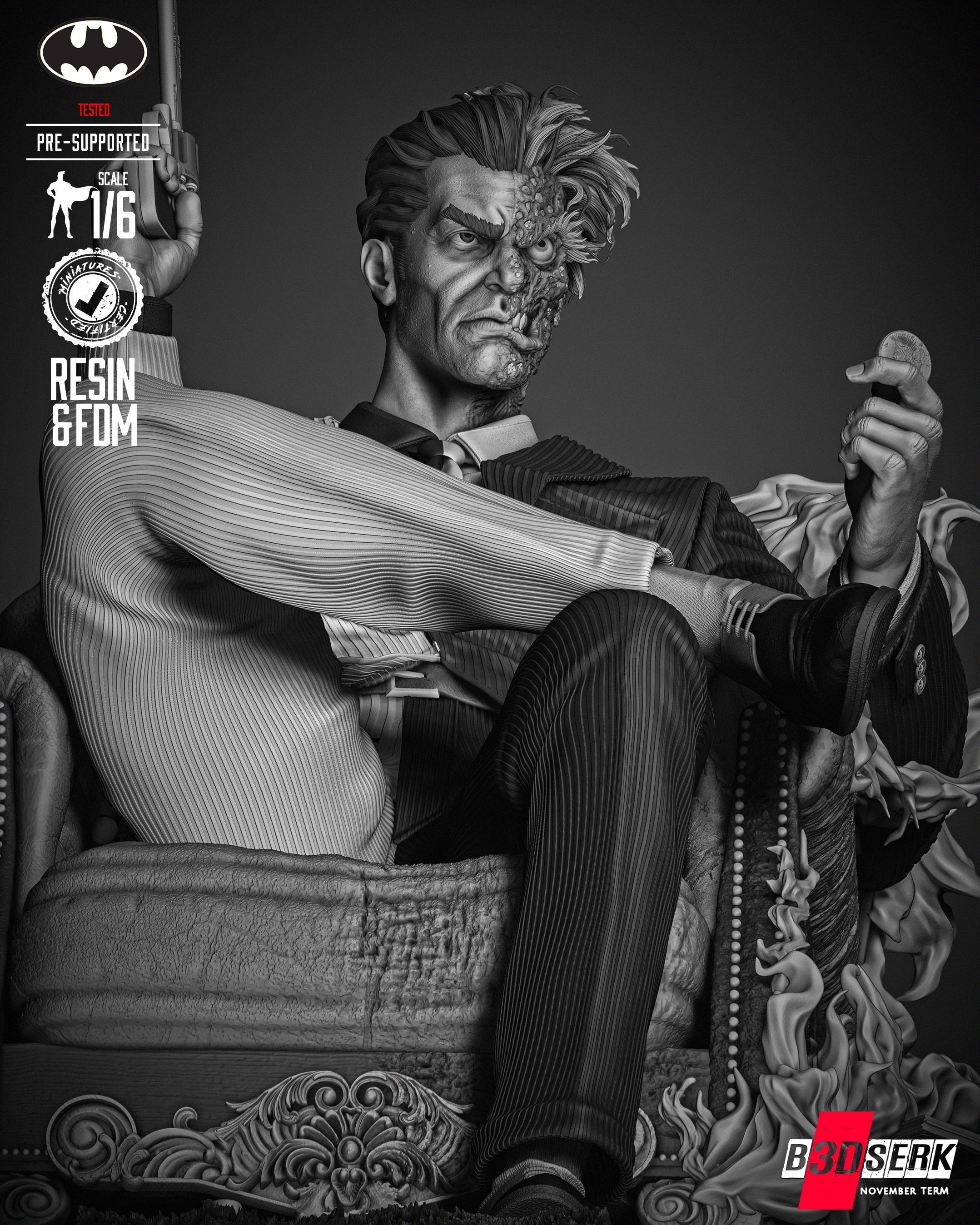 B3DSERK Two Face Sculpture 3D print model_2