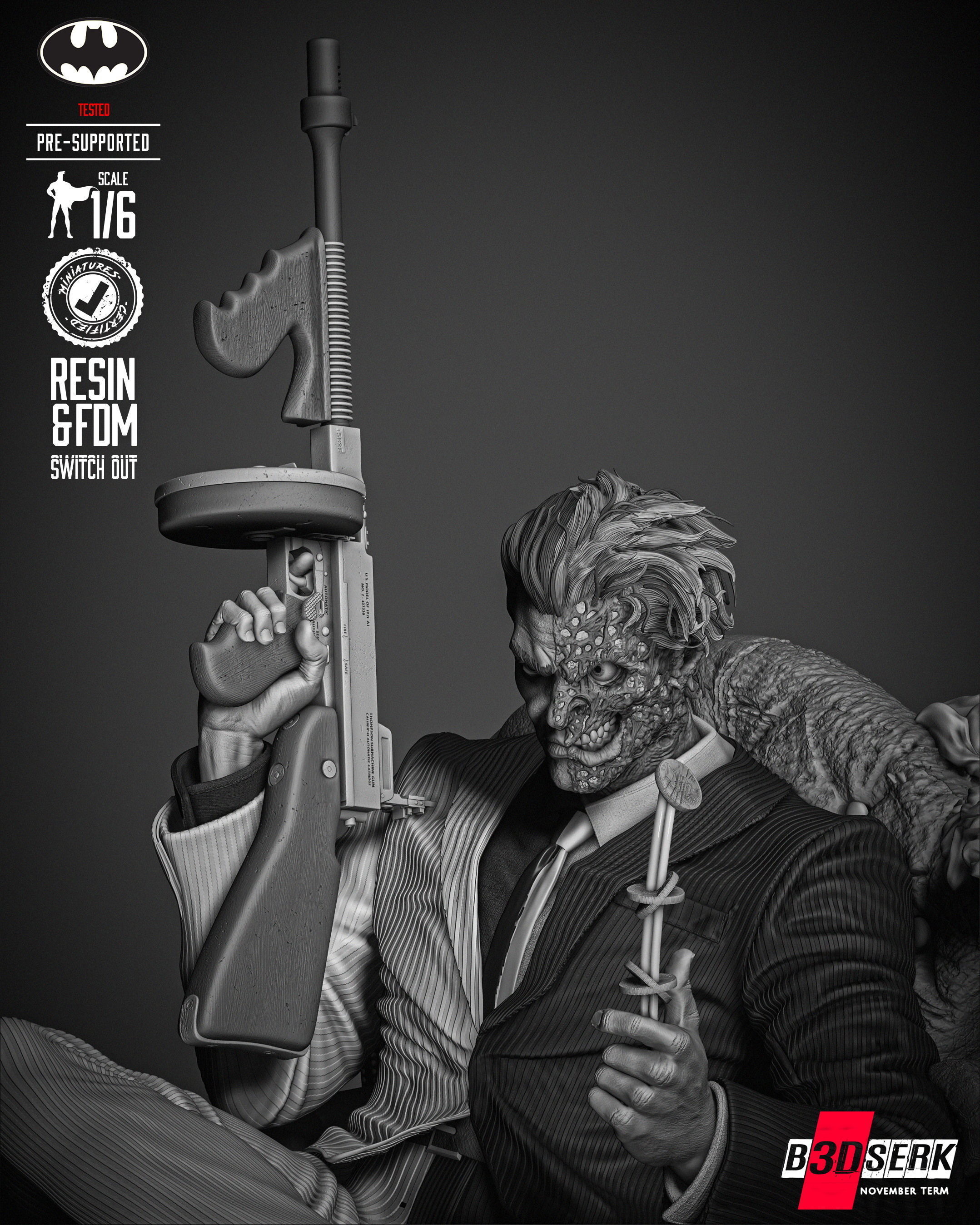 B3DSERK Two Face Sculpture 3D print model_4