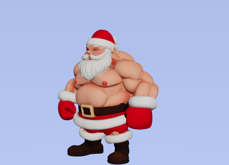 Strong Santa with Muscles Bust 3D Printable Buff Santa  3D print model_2