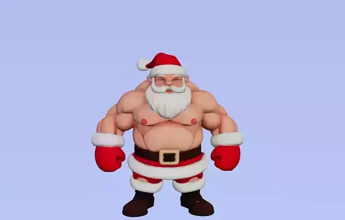 Strong Santa with Muscles Bust 3D Printable Buff Santa  3D print model